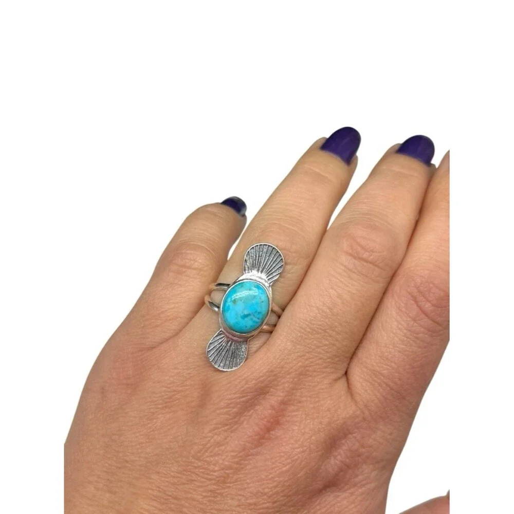 Kingman Mohave Turquoise Ring Size 6.5 Solid 925 Sterling Silver